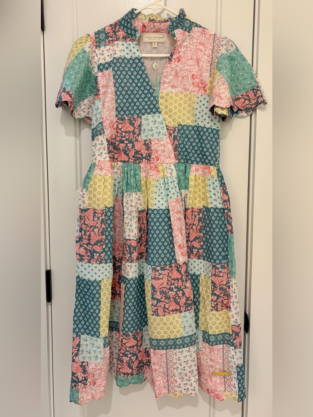 Simply Southern Multicolor Floral Quilt Print Patchwork Athena dress